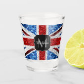 Brits vlaggen rode blauwe witte sparken gliters Mo Shot Glas (Voorkant)