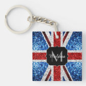 Brits vlaggen rode blauwe witte sparken gliters Mo Sleutelhanger (voorkant)