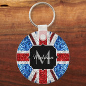 Brits vlaggen rode blauwe witte sparken gliters Mo Sleutelhanger (Achterkant)
