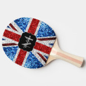Brits vlaggen rode blauwe witte sparken gliters Mo Tafeltennisbatje (Zijkant)