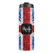Brits vlaggen rode blauwe witte sparken gliters Mo Thermosbeker (Voorkant)