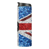 Brits vlaggen rode blauwe witte sparken gliters Mo Thermosbeker (Geroteerd rechts)