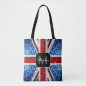 Brits vlaggen rode blauwe witte sparken gliters Mo Tote Bag (Voorkant)