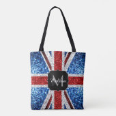 Brits vlaggen rode blauwe witte sparken gliters Mo Tote Bag (Achterkant)