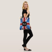 Brits vlaggen rode blauwe witte sparken gliters Mo Tote Bag (Op model)