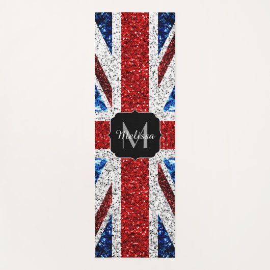 Brits vlaggen rode blauwe witte sparken gliters Mo Yogamat (Voorkant)