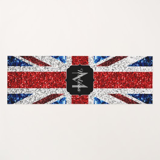 Brits vlaggen rode blauwe witte sparken gliters Mo Yogamat (Voorkant (horizontaal))