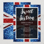 Brits vlaggen rode blauwe witte sparkles elegant S Kaart (Voorkant / Achterkant)