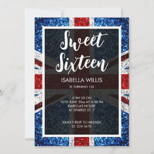 Brits vlaggen rode blauwe witte sparkles elegant S Kaart