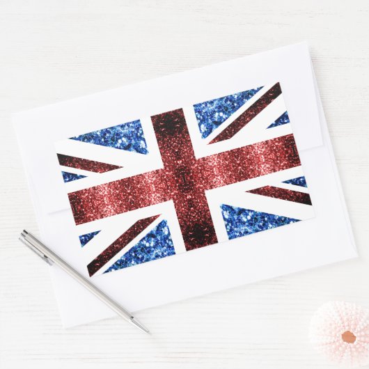 Brits vlaggen rode en blauwe muggen rechthoekige sticker (Envelop)