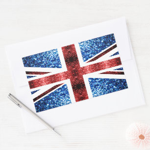 Brits vlaggen rode en blauwe muggen rechthoekige sticker