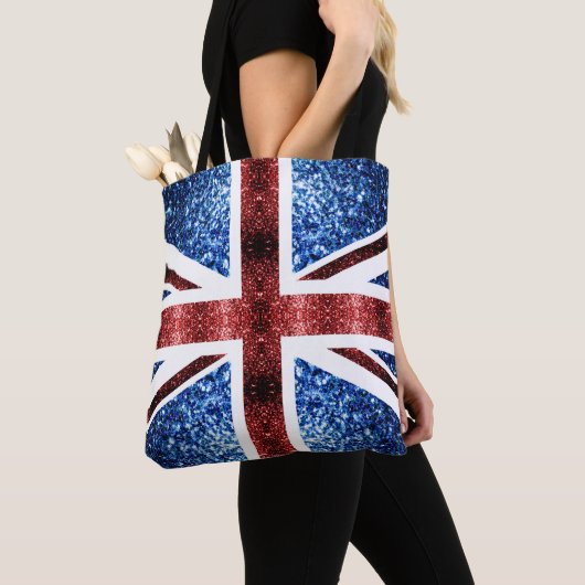 Brits vlaggen rode en blauwe muggen tote bag (Dichtbij)