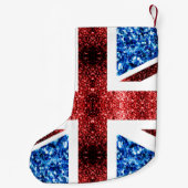 Brits vlaggen rode en blauwe sparkles glitters kleine kerstsok (Achterkant)