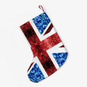 Brits vlaggen rode en blauwe sparkles glitters kleine kerstsok (Achterkant (Hangend))