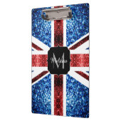 Brits vlaggen rode en blauwe sparkles glitters klembord (Links)