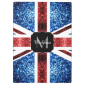 Brits vlaggen rode en blauwe sparkles glitters klembord (Achterkant)