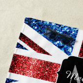 Brits vlaggen rode en blauwe sparkles glitters strandlaken (In situ)