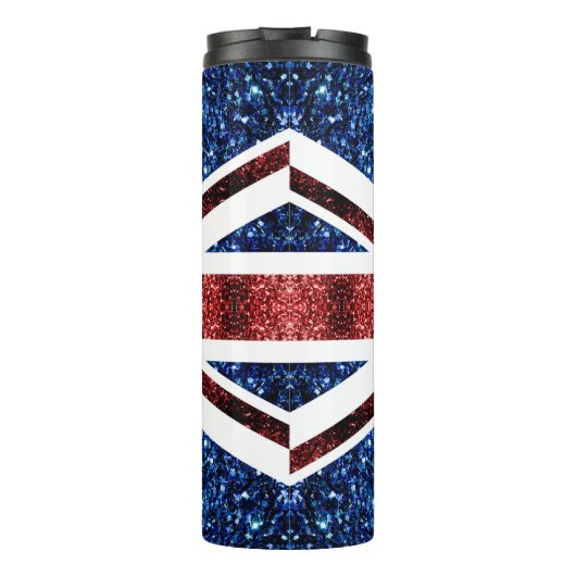 Brits vlaggen rode en blauwe sparkles glitters thermosbeker (Achterkant)