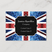 Brits vlaggen rode en blauwe sparkles glitters visitekaartje (Voorkant)