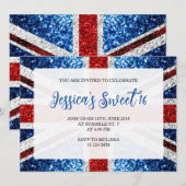 Brits vlaggen rode witte sparkles Sweet 16 Kaart (Voorkant / Achterkant)