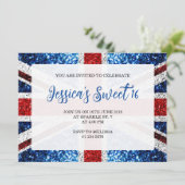 Brits vlaggen rode witte sparkles Sweet 16 Kaart (Staand voorkant)