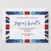 Brits vlaggen rode witte sparkles Sweet 16 Kaart (Voorkant)