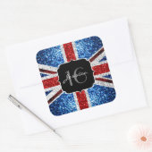 Brits vlaggen rode witte sparkles Sweet 16 Vierkante Sticker (Envelop)