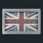 Brits vlaggetje Rustische vintage spint glitters Gesp<br><div class="desc">De vlag van het Verenigd Koninkrijk rode witte sparkles glitters die neer voor bijtalig  stijffect worden gedrukt. Verfijnd,  verblindend,  glanzend,  levendig,  dun,  rijk,  levendig glamourontwerp. De kleine Britse vlag imiteert glitters. We gebruiken foto's van sparken en geen echte glitters.</div>