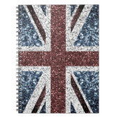 Brits vlaggetje Rustische vintage spint glitters Notitieboek (Voorkant)
