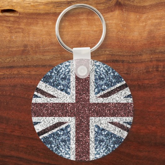 Brits vlaggetje Rustische vintage spint glitters Sleutelhanger (Voorkant)