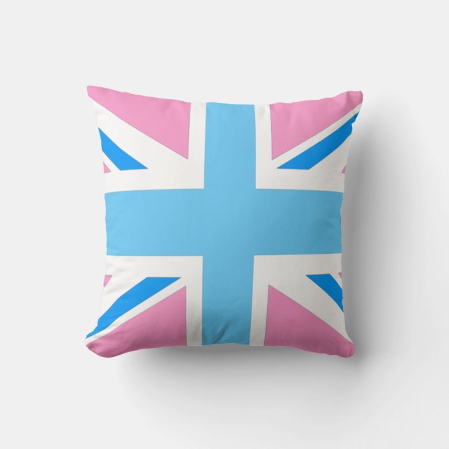 brits vlagroze en blauw pastel gooien kussens (Voorkant)
