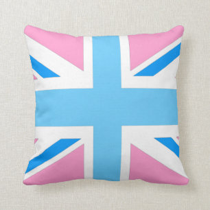 brits vlagroze en blauw pastel gooien kussens