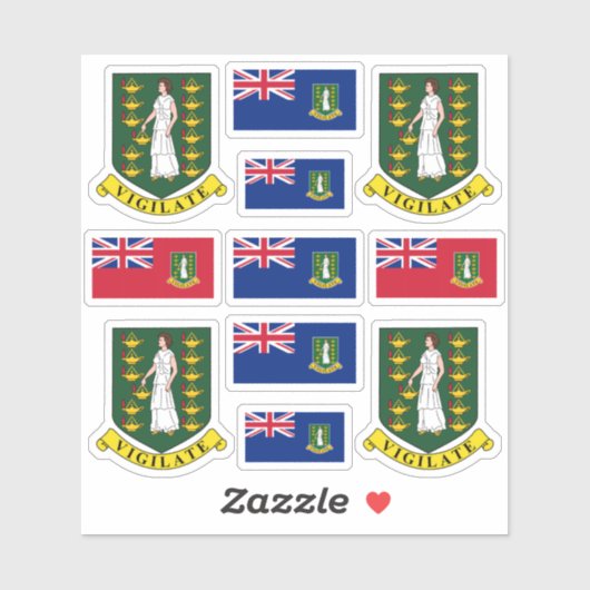 Brits wapen- en vlaggen-schild van de Maagdeneilan Sticker (Vel)