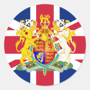 Brits wapenschild en vlag ronde sticker
