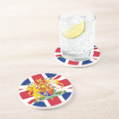 Brits wapenschild en vlag zandsteen onderzetter (Zijkant)