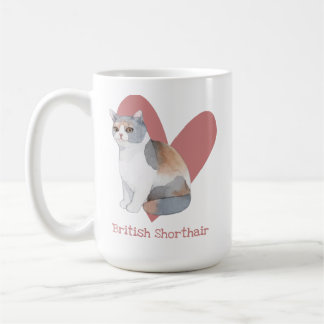 Brits Waterverf met horthair kat Kat roze hart Koffiemok