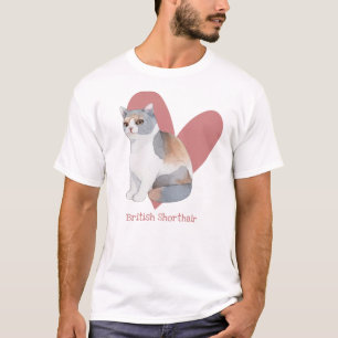 Brits Waterverf met horthair kat Kat roze hart T-shirt
