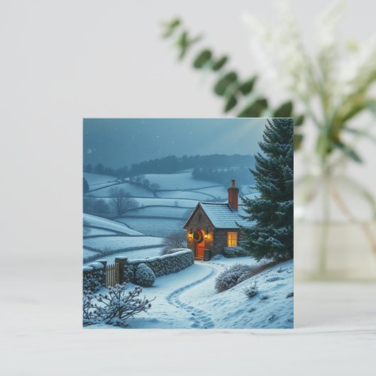 Brits winterlandschap feestdagenkaart (Staand voorkant)