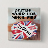 Brits Woord voor Gehakt Pies - BRILLIANT Vierkante Button 5,1 Cm (Voorkant)