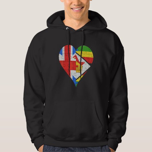Brits Zimbabwaans vlaggenhart Hoodie (Voorkant)
