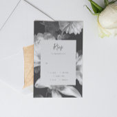 Brits zwart-witte Floral Wedding RSVP Kaartje