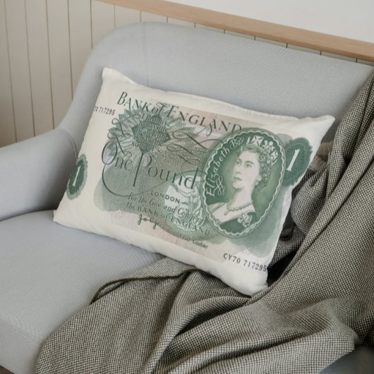 Britse 1970 £ 1 Note Cushion - Queen Elizabeth II Kussen