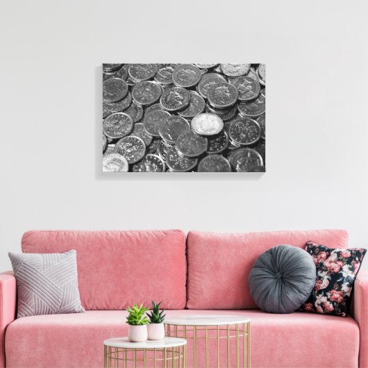 Britse 5-pence-munten canvas afdruk (Insitu (Woonkamer))
