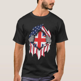 Britse Amerikaanse vlaggen handen rippen vlag op b T-shirt