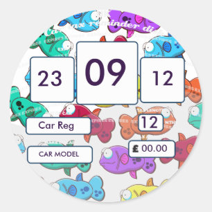 Britse autobelasting herinneringssticker cartoon v ronde sticker
