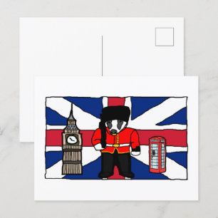 Britse Badger Big Ben Phone Booth Travel Cartoon Briefkaart