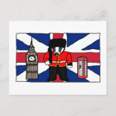 Britse Badger Cartoon met Big Ben en Flag Briefkaart (Voorkant)
