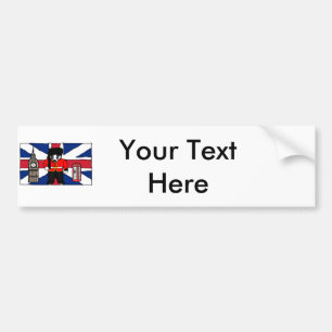 Britse Badger Cartoon met Big Ben en Flag Bumpersticker
