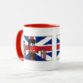 Britse Badger Cartoon met Big Ben en Flag Mok (Voorkant links)