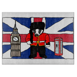 Britse Badger Cartoon met Big Ben en Flag Snijplank